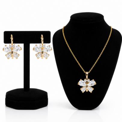Collar con aretes para mujer en diseño elegante y moderno, ideal para complementar cualquier outfit.